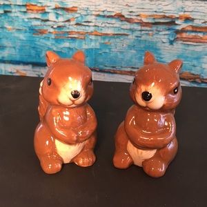 Vintage Squirrel Salt & Pepper Shakers Ceramic SQUIRRELS Cottagecore Woodsy